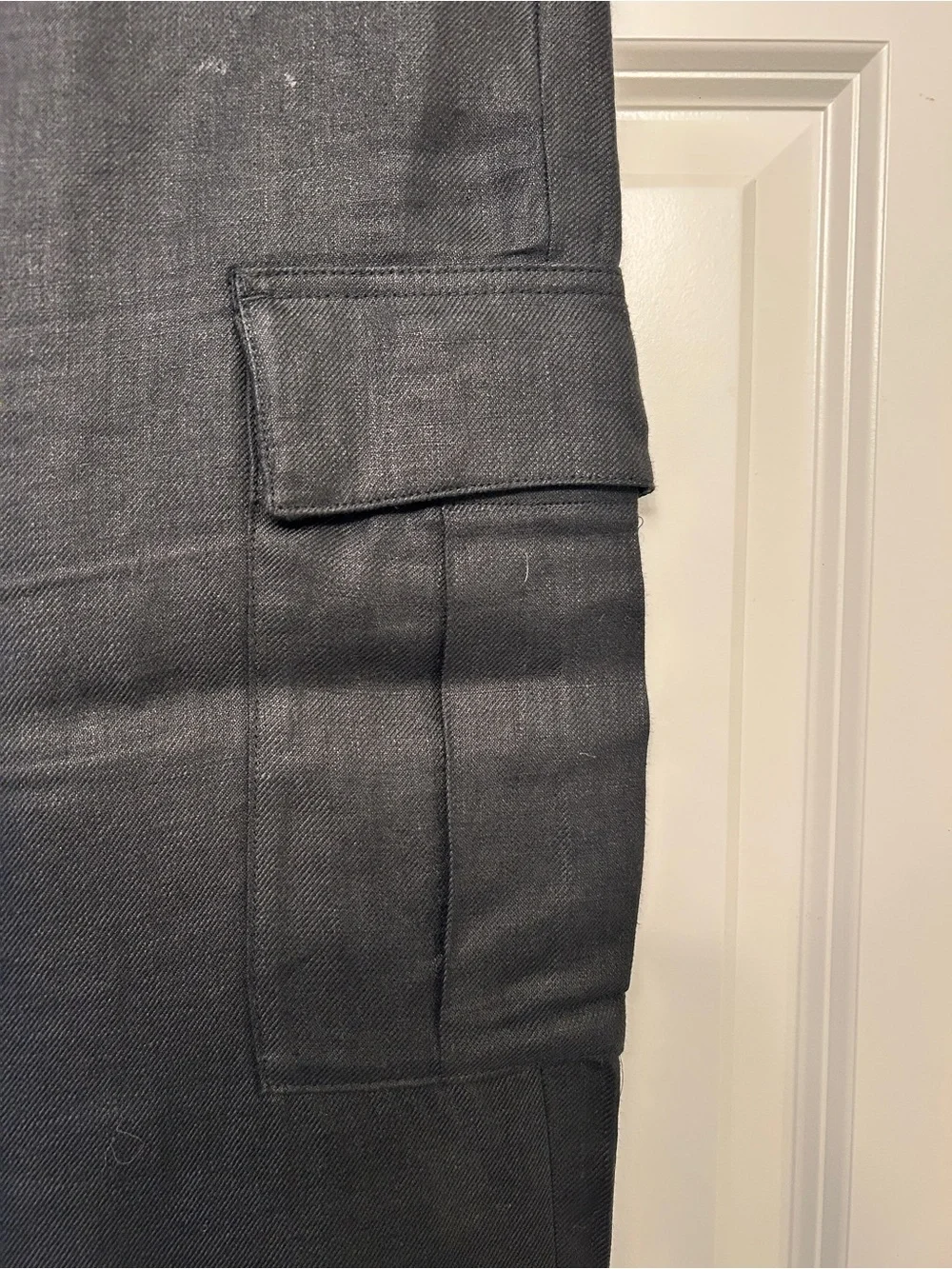 Banana Republic Black Linen-Blend Cargo Pants 0